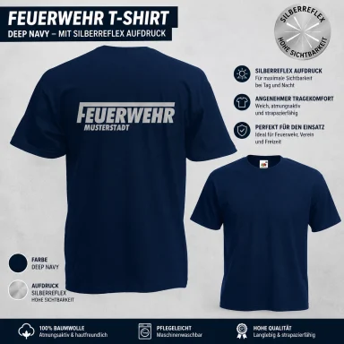 Wunschort und Feuerwehr in silberreflex Feuerwehr T-Shirt silberreflex Musterstadt
